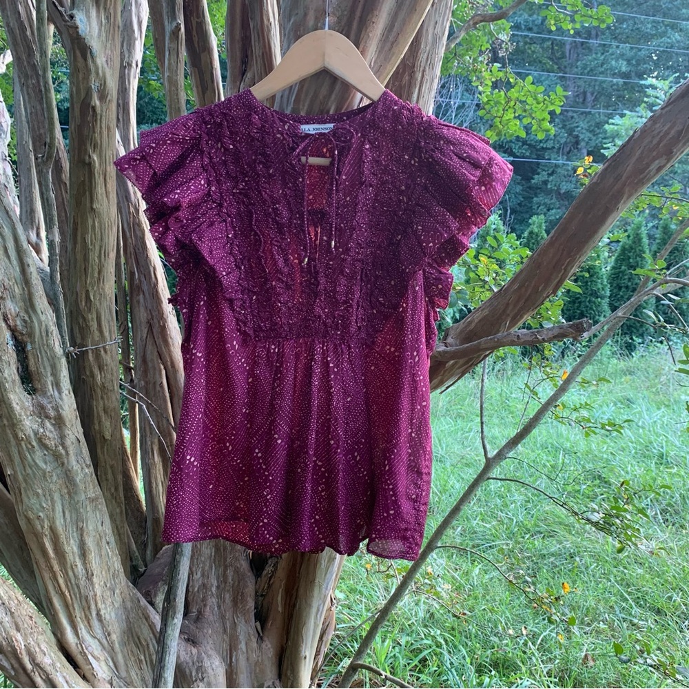 Ulla Johnson Ora Top In Mulberry Diamond